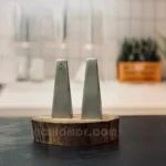 Steel pyramid salt and pepper shaker set
